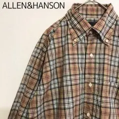 ユーロ　ALLEN&HANSON　ハウスチェック　ボタンダウン　コットンシャツ