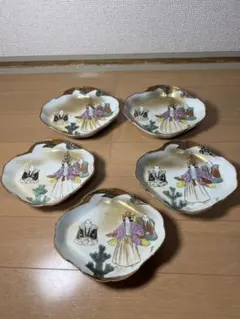 604 九谷焼　時代物　皿　5客　古美術品