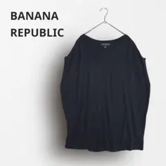 R3679＊バナナリパブリック フレンチスリーブニット ゆったり 上品♡黒 Lのサムネイル