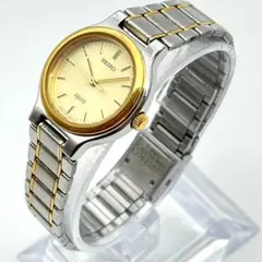 美品 セイコー SPIRIT 腕時計 電池交換済み ラウンド コンビ ゴールド