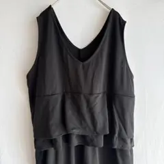 hinaスタイル ノースリーブカットソーワンピース 黒色4L しまむら