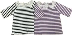 【axes femme】レースネック ボーダー 色違い半袖カットソー 2枚セットのサムネイル