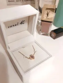 カナル4°c シルバーネックレス　ピークゴールドコーティング　ルビー