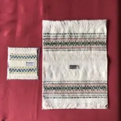 草木染手紡ぎ 小物敷 ウール100% 羊毛 手紡ぎ 草木染め インテリア 2点組