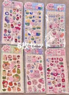 アニマル 肉球シール6枚 シールまとめ売り