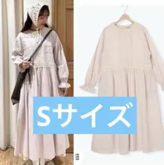 オンライン完売品ベージュ サマンサモスモス レースピンタックワンピース　S