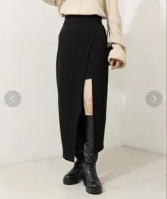 Chico ポンチレイヤードタイトスカート　ブラック