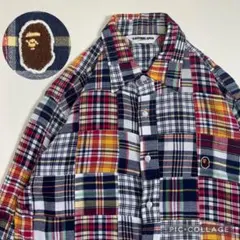 A Bathing Ape フランネルシャツ チェック柄 オレンジ - メルカリ