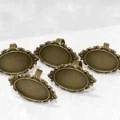 金属製フラワー模様楕円形フレーム5個セット