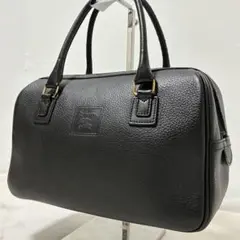 バーバリー　ミニボストン　ハンドバッグ　ノバチェック　ロゴ　レザー　ブラック