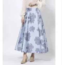 完売品　ジャガードフレアスカート （ライトブルー）　花柄　ジャスグリッティー