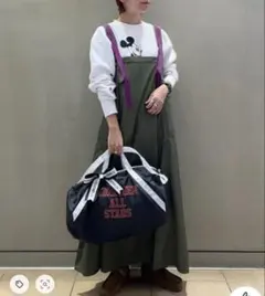 カロリナグレイサー 配色ジャンパースカート カーキ BEAMS