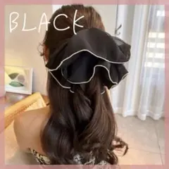 ビッグシュシュ　ブラック　シュシュ　ヘアゴム　ヘア クリップ　大きめ