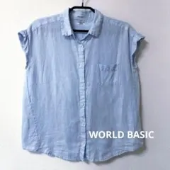 WORLD BASIC リネン フレンチスリーブシャツ ライトブルーのサムネイル