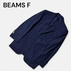 ビームス F 段返り3つボタン ジャケット ストライプ ネイビー 背抜きのサムネイル