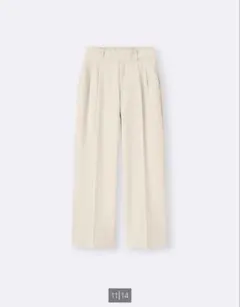 GU タックワイドパンツ XL アイボリー