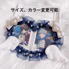 硬貨ケースデコ トレカケースデコ B8 ペアハート レースデコ 猫耳 ネイビー