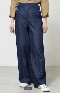 HUMAN WOMAN 綿麻 ライトデニム ワイドパンツのサムネイル