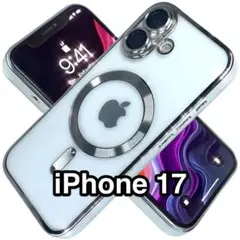 iPhone17ケース クリアTPUシルバーMagsafeシェル カメラ保護