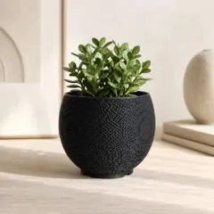 通気するメッシュ植木鉢　マットブラック４号サイズ　専用受皿付きのサムネイル