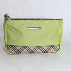 極美品 BURBERRY バーバリー ノバチェック 化粧ポーチ グリーン 小物入