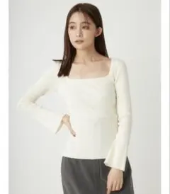 24FW FRAY I.D　アイボリー スクエアネック リブニット　フリーサイズ