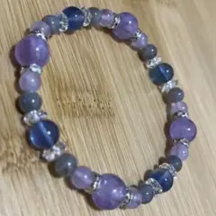 アメジスト・ラブラドライト ブルーレースアゲートブレスレット 内径18cm