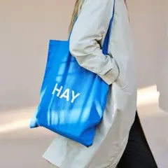 【廃盤】HAY21ss新作青トートバッグ（白ロゴ）【海外購入正規品】