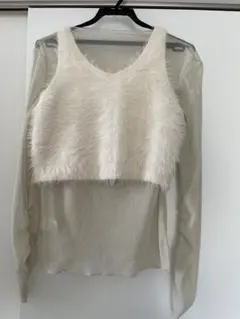 mystic シースルーシャツ/ファーベスト