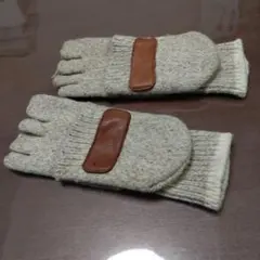 ウールレザー混合 指先出し手袋