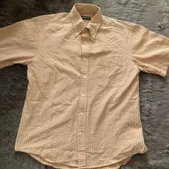 OLDUNIQLO 紺タグ　半袖チェックシャツ M オレンジ系