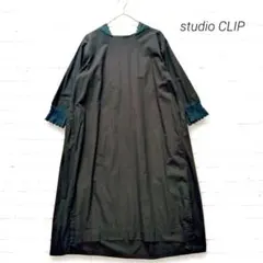 studio CLIP スタディオクリップ レースコンビ ギャザー綿ワンピースF