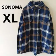 USA古着 SONOMA ネルシャツ XL ブルー チェック