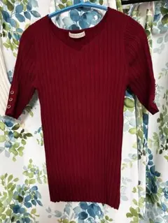 PROPORTION BODY DRESSING リブニット 半袖 ボルドーのサムネイル
