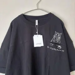新品 ルピリアン 半袖Tシャツ ポケット猫 cat ワンポイント/ブラックのサムネイル