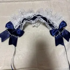 ヘッドドレス　フリル付き　青