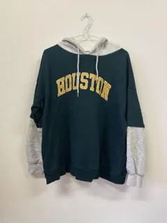 HOUSTON フード付きパーカー ダークグリーン