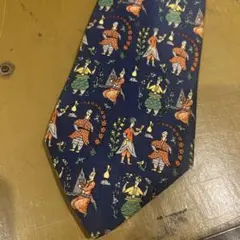 ネクタイ 人物柄 ネイビー　Salvatore Ferragamo