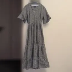TRUBE ギンガムチェック ロングワンピース 半袖