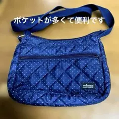 relume ネイビー ドット柄 ショルダーバッグ (ポケットが沢山あり便利)のサムネイル