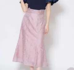 Noela 刺繍パイピングスカート ピンク S