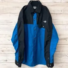 THE NORTH FACE 長袖ヌプシシャツ ブルー　ブラック　XL