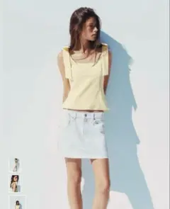 【未使用♡】ZARAリボンストレッチトップス イエロー