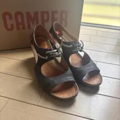 カンペール サンダル 36 黒 ヒール高7cm チャコール　23cm ミュールのサムネイル