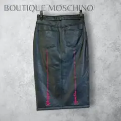 【BOUTIQUE MOSCHINO モスキーノ】　エコレザー刺繍タイトスカートのサムネイル