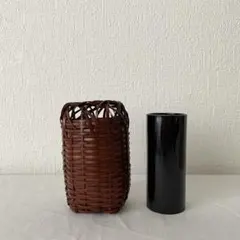 【未使用】 竹工芸 花籠 花器 花生 花入れ 一輪挿し 華道具 茶道具 竹細工