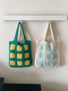 春色グラニースクエアトート｜かぎ針編み・手編みバッグ