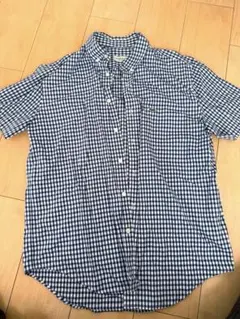 ラコステ ギンガムチェック柄半袖シャツ　ネイビー