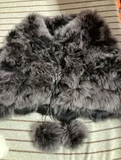 グレー ファー ポンチョ