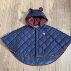 familiar 耳付きフード ベビーポンチョ ネイビー